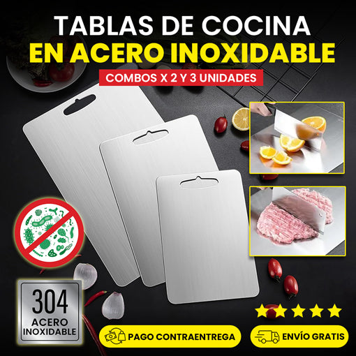 COMBO TABLAS DE COCINA ACERO INOXIDABLE X3 + ENVÍO GRATIS