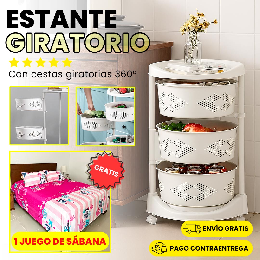 🔥ESTANTE GIRATORIO + JUEGO DE SÁBANAS + ENVÍO GRATIS🔥