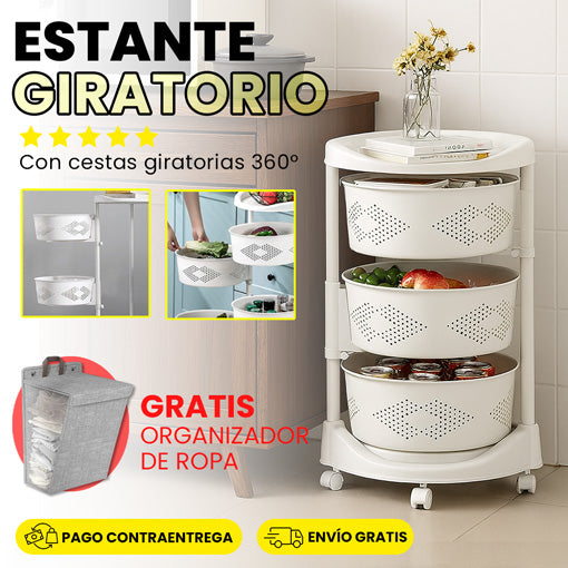 🔥ESTANTE GIRATORIO 3 CESTAS + ENVÍO GRATIS + OBSEQUIO🔥