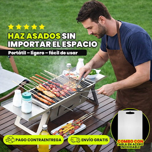 MINI ASADOR PRO + TABLA DE ACERO INOXIDABLE + ENVÍO GRATIS